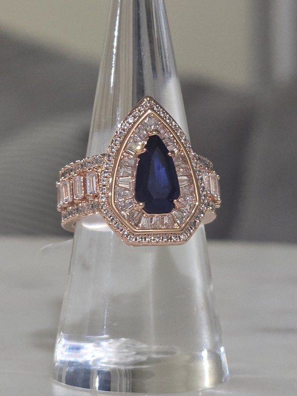 Bomb Party Size 7 “Darling, Be Sharp” Sapphire/Quartz On Rose Gold (September)