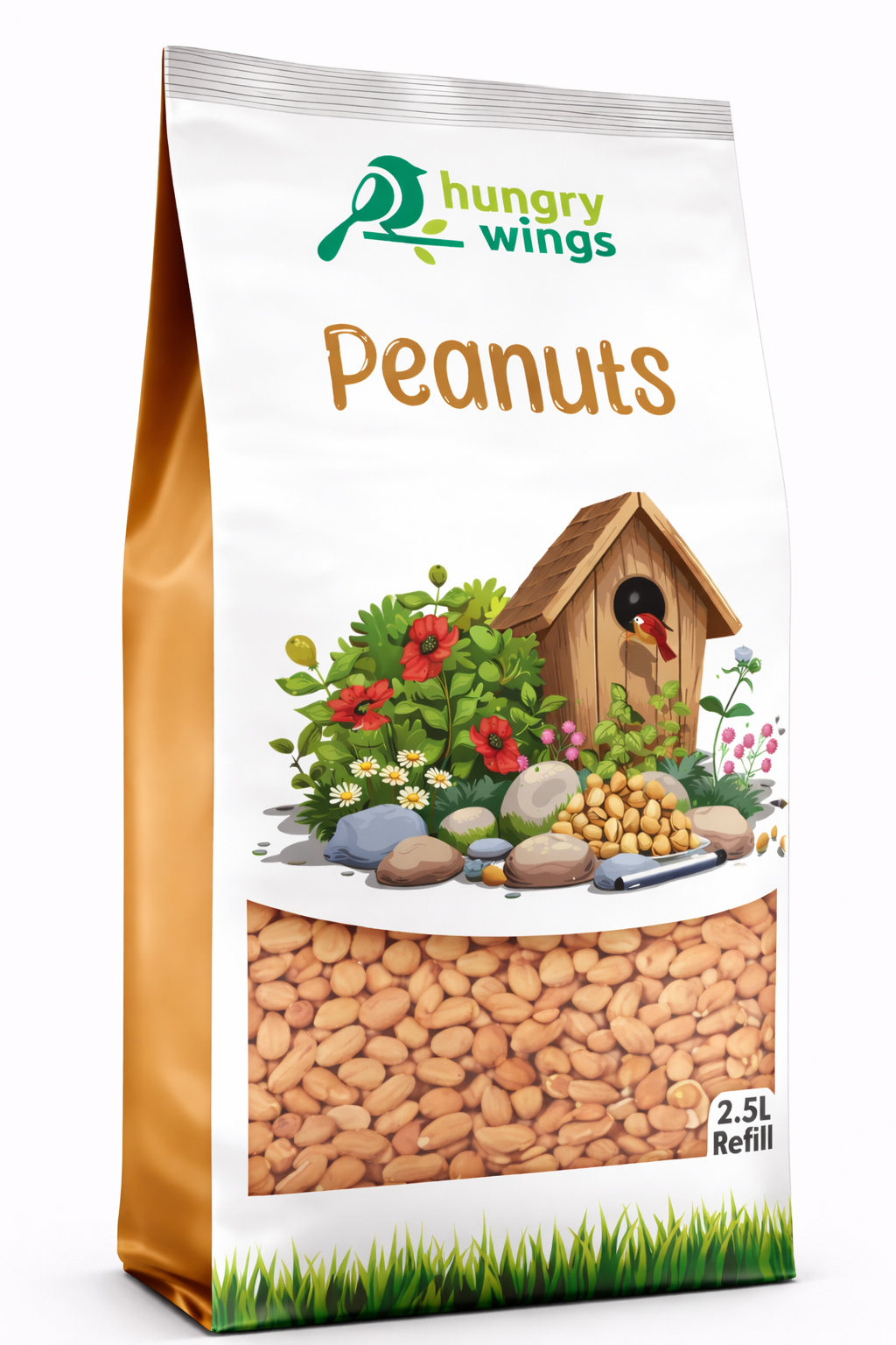 Hungry Wings Bird Food 2.5L Refill | Peanut Kernels Oil Rich Wild Bird Feed - Image 2