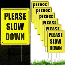 6 Pcs Reflective Please Slow Down Signs for Neighborhoods with Metal Stake 17...