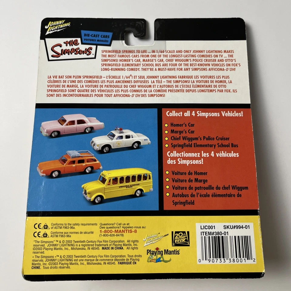 Coche Johnny Lightning Los Simpson Marge’s con coche fundido a presión Marge escala 1/64 NUEVO Foto 2 de 4