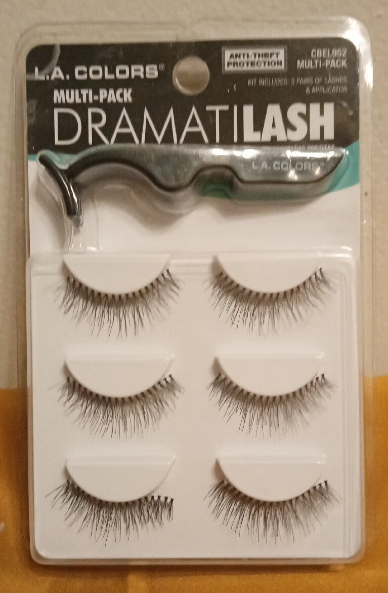 L.A. Colors Dramatilash Eyelashes Eye Lash Kit- Multipack (3 Pairs w/ Applicator) product package