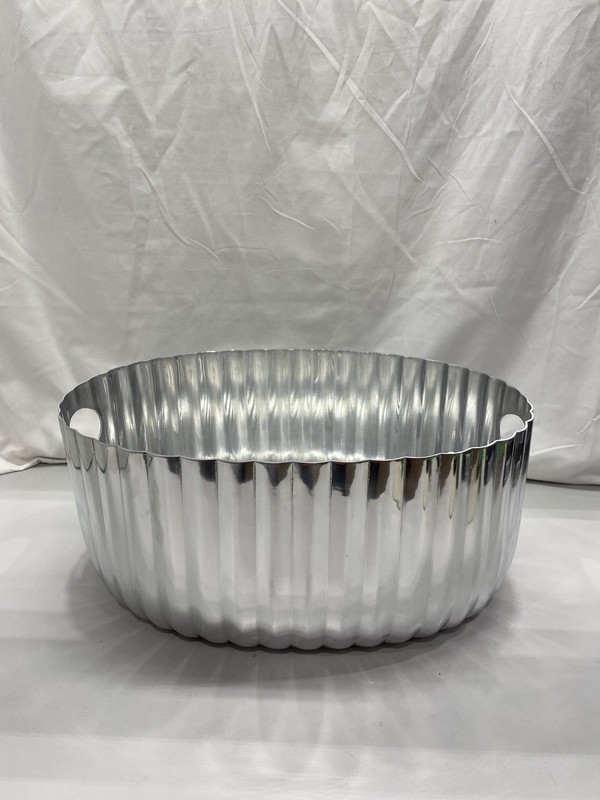 Crate & Barrel Bash Fluted Silver Beverage Tub 18x14x8in