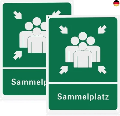 JIZZU Sammelplatz Schild, 2 Stück 30 x 40 cm Sammelplatz Schild Außenbereich, A