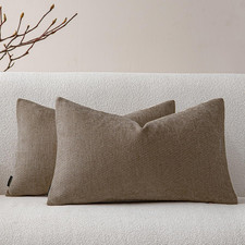 Pack of 2 Decorative Chenille Throw Pillow Covers with Twill Cushion Covers for