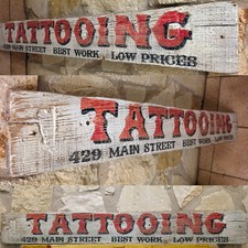 handpainted old rieger fake cap coleman tattooing norfolk VA tattoo flash sign