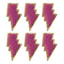 6pcs Chenille Patches for Bolt Iron, 3"" Gold Edges, Purple
