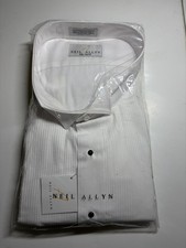 NWT Neil Allyn Men's White Tuxedo Shirt Pleated Laydown Collar Sz 4X 36/37