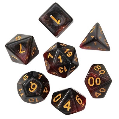 Schwarz + Rot 7er Set zweifarbige facettenreiche digitale Würfel Laufen Gruppenspiel 8981
