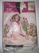 NEW VINTAGE LADY BAGRY DELUXE SHEER PANTY HOSE SMALL/MEDIUM OFF BLACK