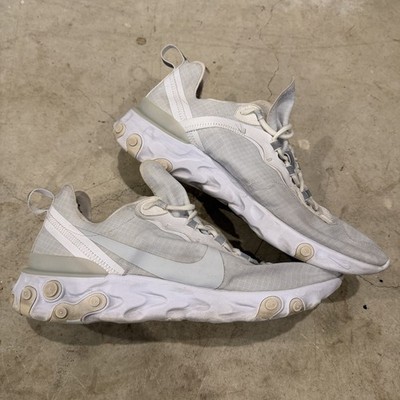Nike React Element 55 Mens Size 12 Pure Platinum White Sneaker Shoes BQ6167-101