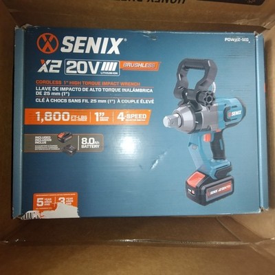 Senix 1'' Large Cordless Impact 8.0Ah battery. Heavy Duty. 1800# Torque .Open Box