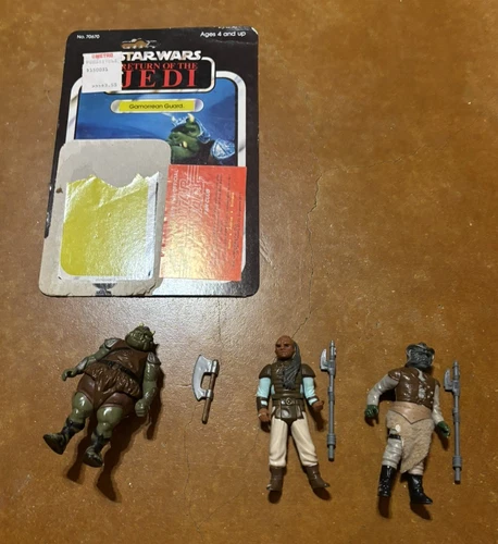 Star Wars Gammorean Guard, Weequay, Klaatu w Weapons and 1 Card