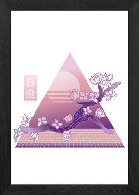 Kirschblüte Vaporwave Gerahmtes Wandbild Poster Leinwanddruck Bild