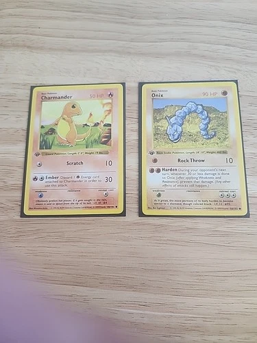 Pokemon cards 1st Edition Charmander And 1st Edition Onix