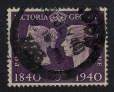 Centenary of First Adhesive Postage Stamps 3d Key Value Great Britain 1940