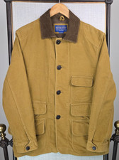 PENDLETON Taglia Media Uomo Camoscio Moleskin Bottoni Hacking Field Giacca Cappotto Marrone