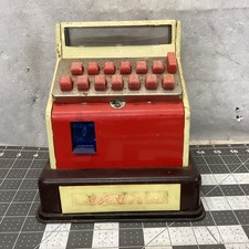 Vintage 1960's Durham Children's Metal Toy Cash Register Red White Japan