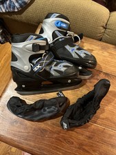 Excellent DBX Adjustable Ice Skates Boys L Shoe Size 5-8 With Blade Covers