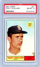1961 Topps Tracy Stallard #81 PSA 8 Rookie Card RC Vintage Baseball Red Sox. rookie card picture