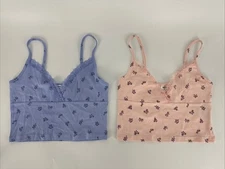 2 PACK Cotton On Women's Sammie Cross Front Cami Pink & Blue Floral Size M NEW
