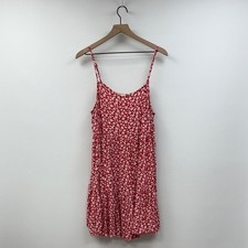 American Eagle Ditsy Floral Print Woven Tiered Swing Mini Dress Red XXL