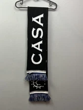 CASA Soccer Scarf Knit Acrylic Supporter Black White Fringe Adult Fan