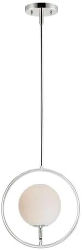 Sleek White Glass Mini Pendant Light with Polished Nickel Finish, 1-Light - Picture 4 of 4