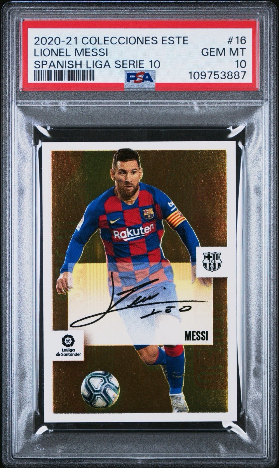 LIONEL MESSI 2020-21 Panini Spanish Liga Serie 10 Autografo PSA 10 #16 Auto Mint