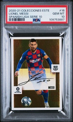 LIONEL MESSI 2020-21 Panini Spanish Liga Serie 10 Autografo PSA 10 #16 Auto Mint