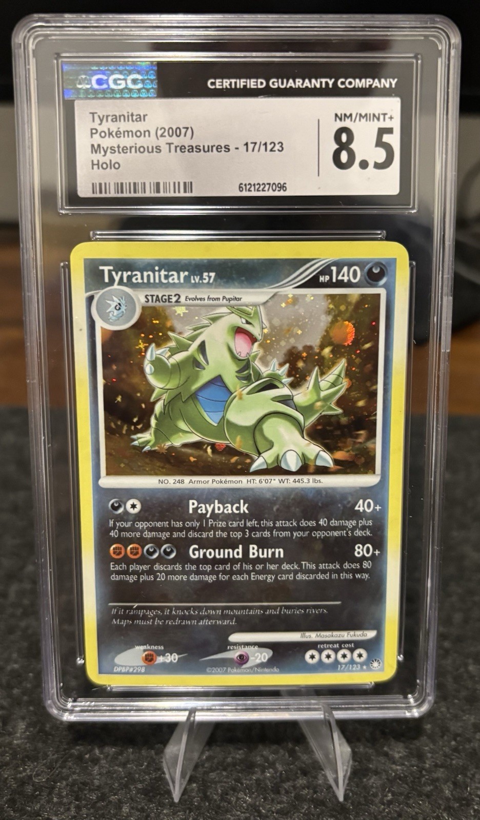 CGC 8.5 Tyranitar 2007 Mysterious Treasures 17/123 Holo Pokemon Card