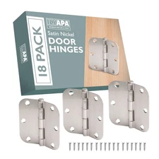 18 Pack of Door Hinges Satin Nickel - 3 1/2" x 3 1/2" Inch Interior Hinges