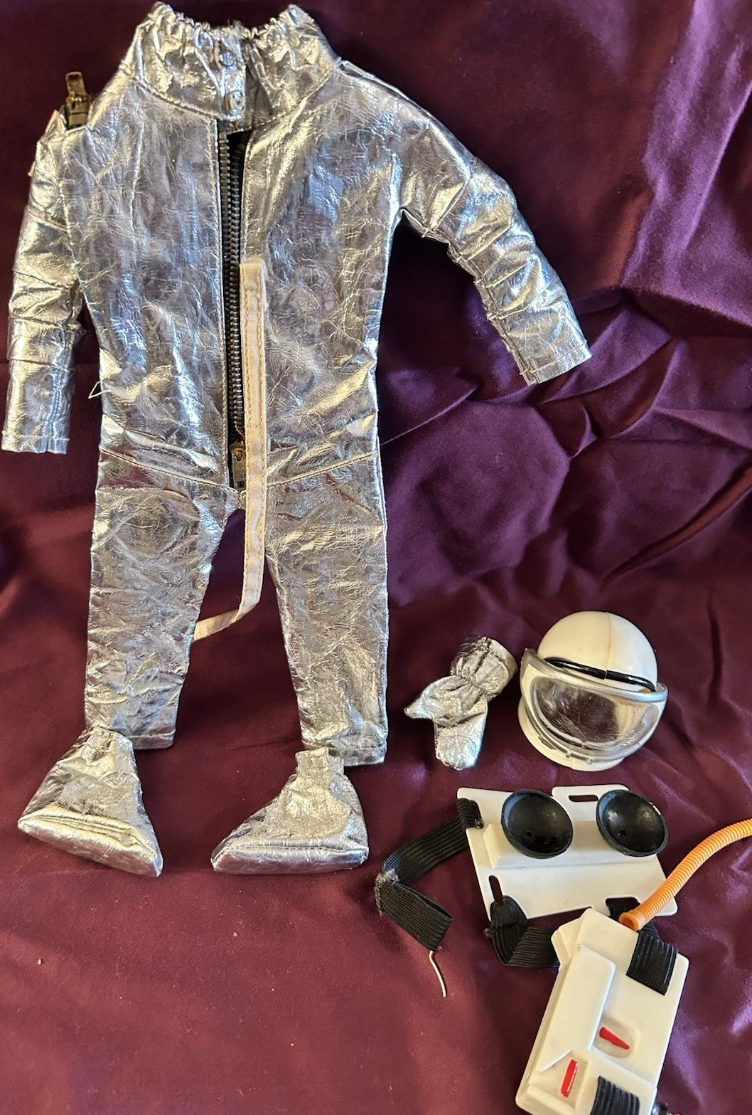60’s GI Joe Space Suit Toy Set with Helmet, Boots, Gloves, US Flag Patch