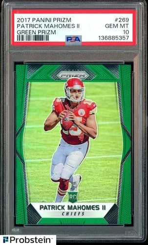 2017 Panini Green Prizm #269 Patrick Mahomes II RC Rookie PSA 10 GEM MINT