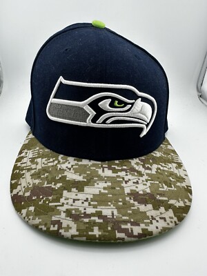 Seattle Seahawks Hat Cap Mens Fitted 1/2 Blue New Era Camo