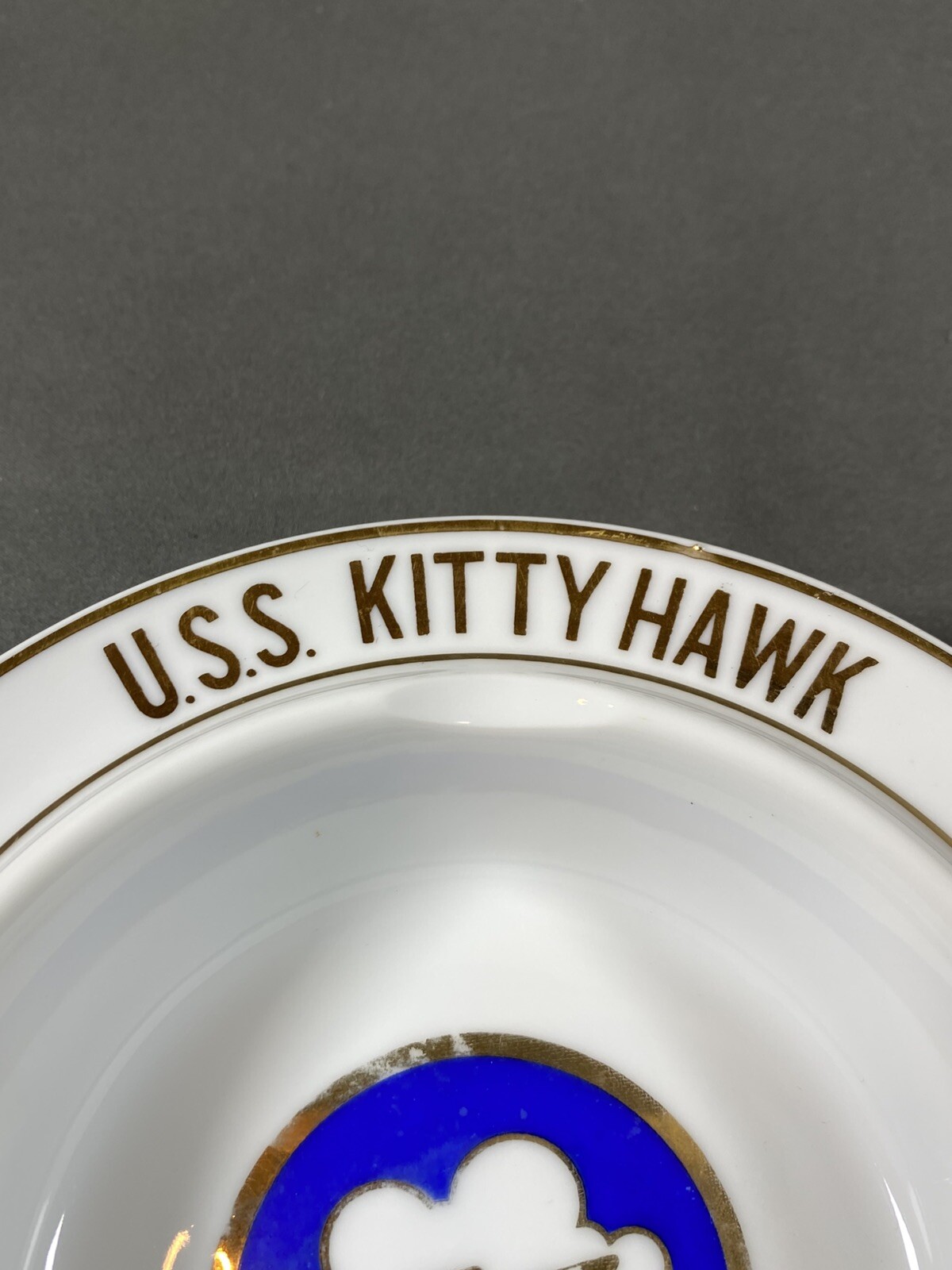 Vintage USS Kittyhawk CVA-63 Hozan China Porcelain Ashtray U.S.S. Kitty Hawk