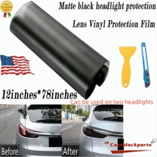 12"x78" Matte Black Gloss Lens Vinyl Protection Wrap Film Fit For Headlight Tail