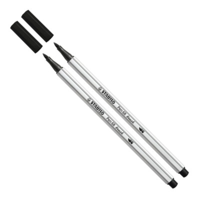 2x Stabilo Pen 68 Filzstift Fineliner Brush Pen Pinselspitze schwarz 568/46