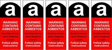 Asbestos Labels Sign (Pack Of 5) Each label is a 25mm x 62mm Sticker