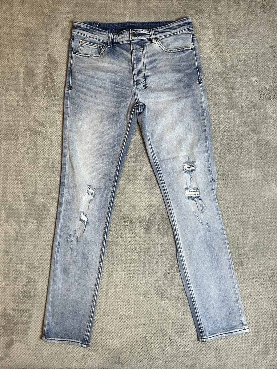 KSUBI RIPPED SKINNY MENS LIGHT BLUE JEANS 32 | eBay