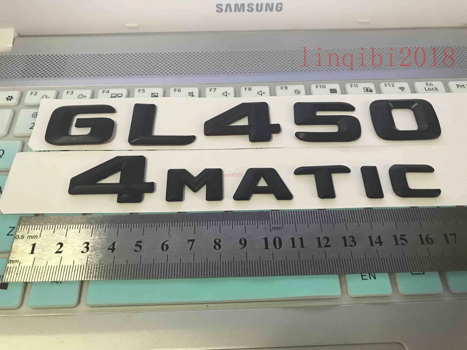 Pegatina insignia emblema maletero letras negro mate "GL450 +4 MATIC" para Mercedes Benz Foto 2 de 4