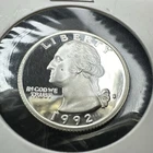 1992-S SILVER PROOF WASHINGTON QUARTER COIN Heavily Mirrored Surfaces