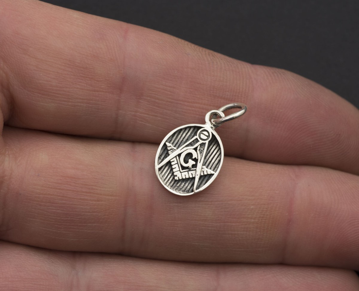 Pendentif Franc-maçon Ovale - Compas Et équerre En Argent 925 - 3g - Neuf