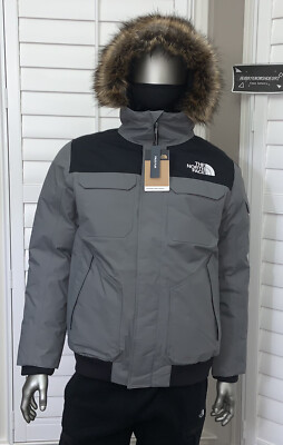 The North Face Mens Gotham III 550-Down Warm Insulated Winter Jacket Grey Black