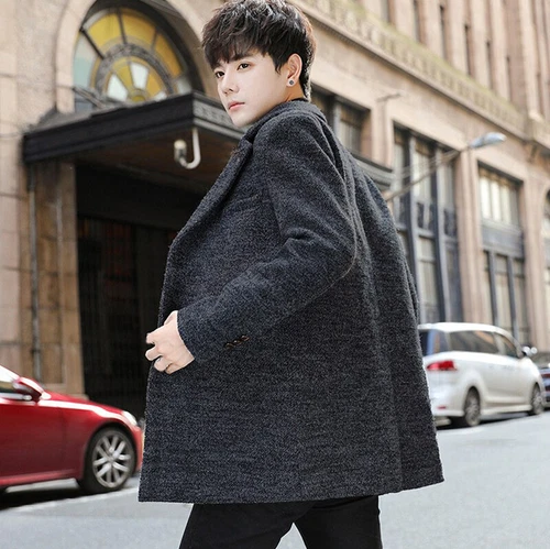Gabardina de hombre chaquetón cuello con muescas chaqueta de un solo pecho abrigo ropa exterior - Imagen 12 de 17