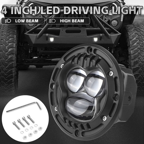 2X 4" Flush Mount LED Work Light Bar Round Pods Offroad Hi-Lo Driving Fog Lamp - Picture 5 of 14