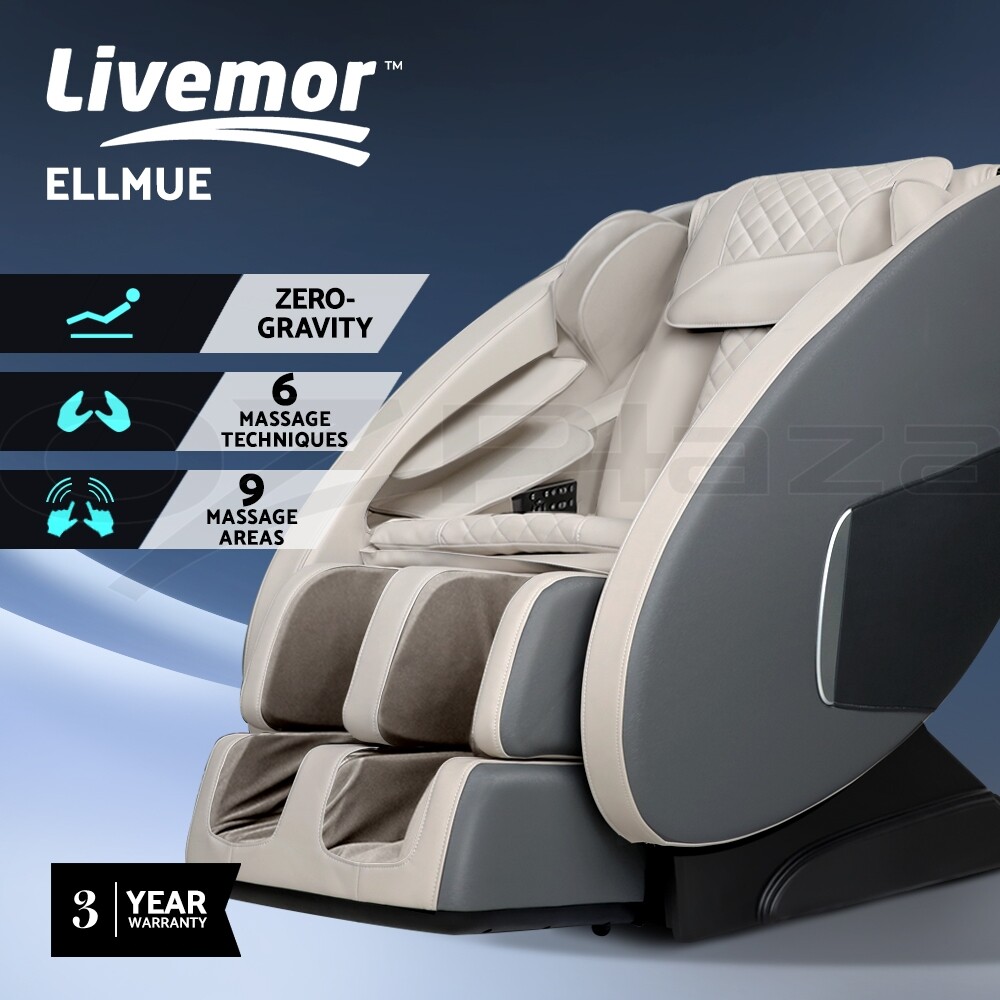Livemor Massage Chair Electric Recliner Shiatsu Full Body Massager Grey