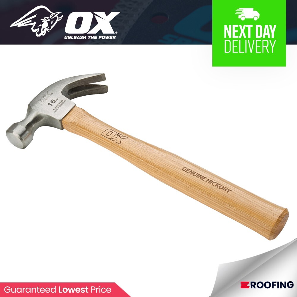 OX Tools OX-T085116 16oz Trade Hickory Handle Claw Hammer