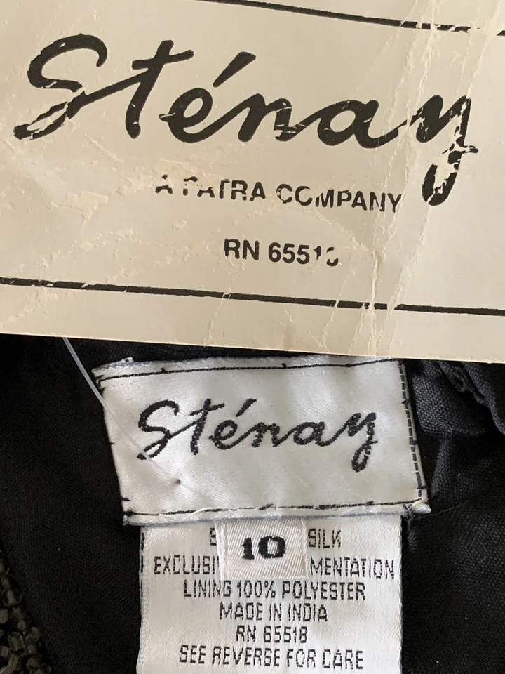 NUEVO CON ETIQUETAS Vestido Stenay by Patra Negro Plata Adornado con Cuentas Evento Cóctel Rodilla 10 Foto 3 de 4