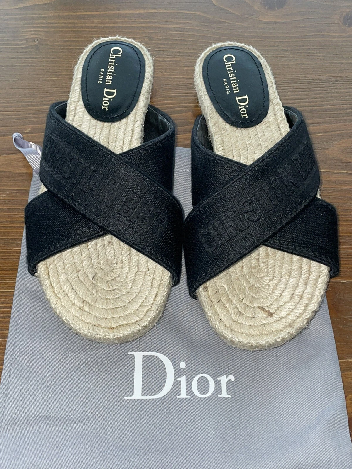 Sandales espadrille plates Dior Granville Criss Cross taille 37/7 NEUVES !
