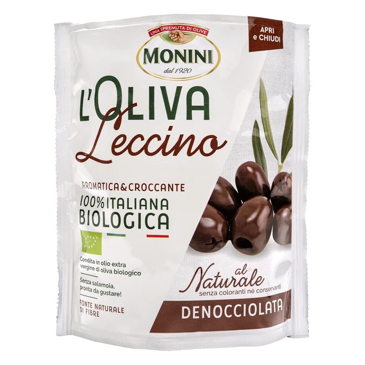 Monini Leccino Bio Aceitunas Rojas Deshuesadas Al Natural Italia 150g